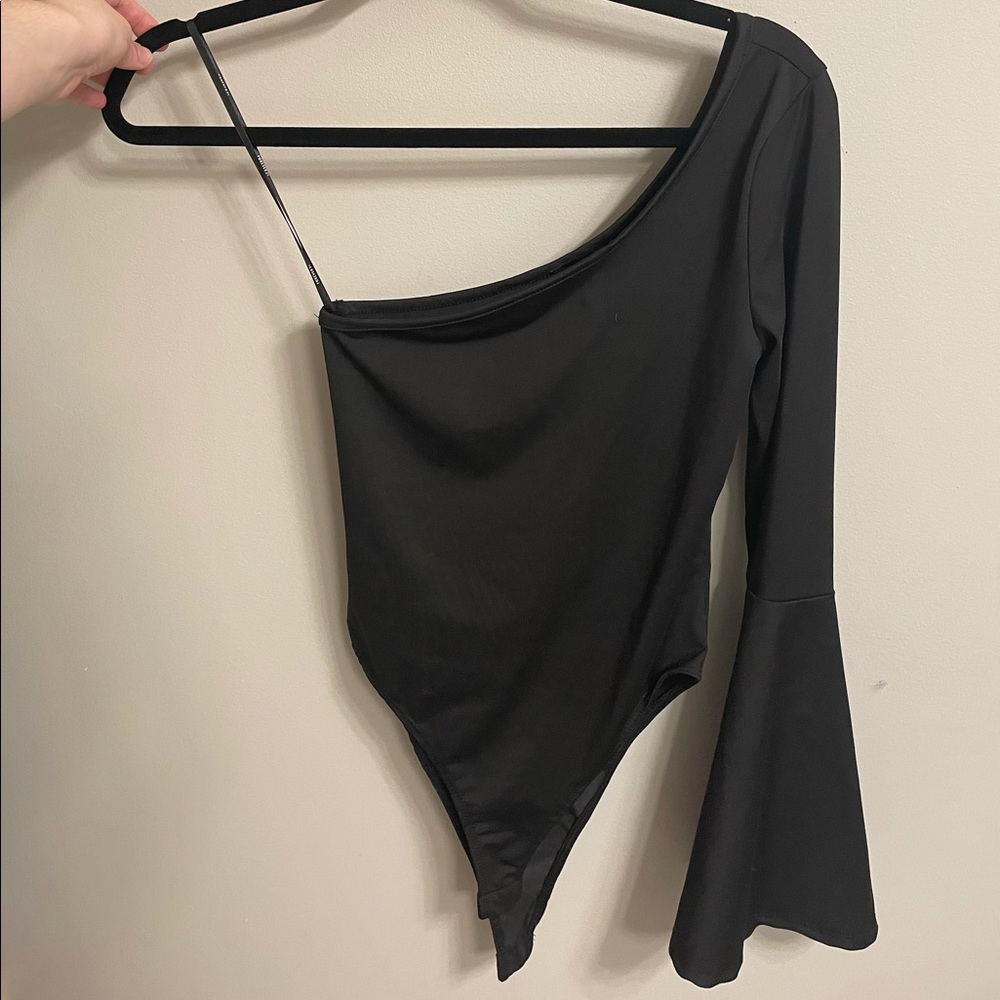 Forever 21 One Shoulder Flare Sleeve Bodysuit